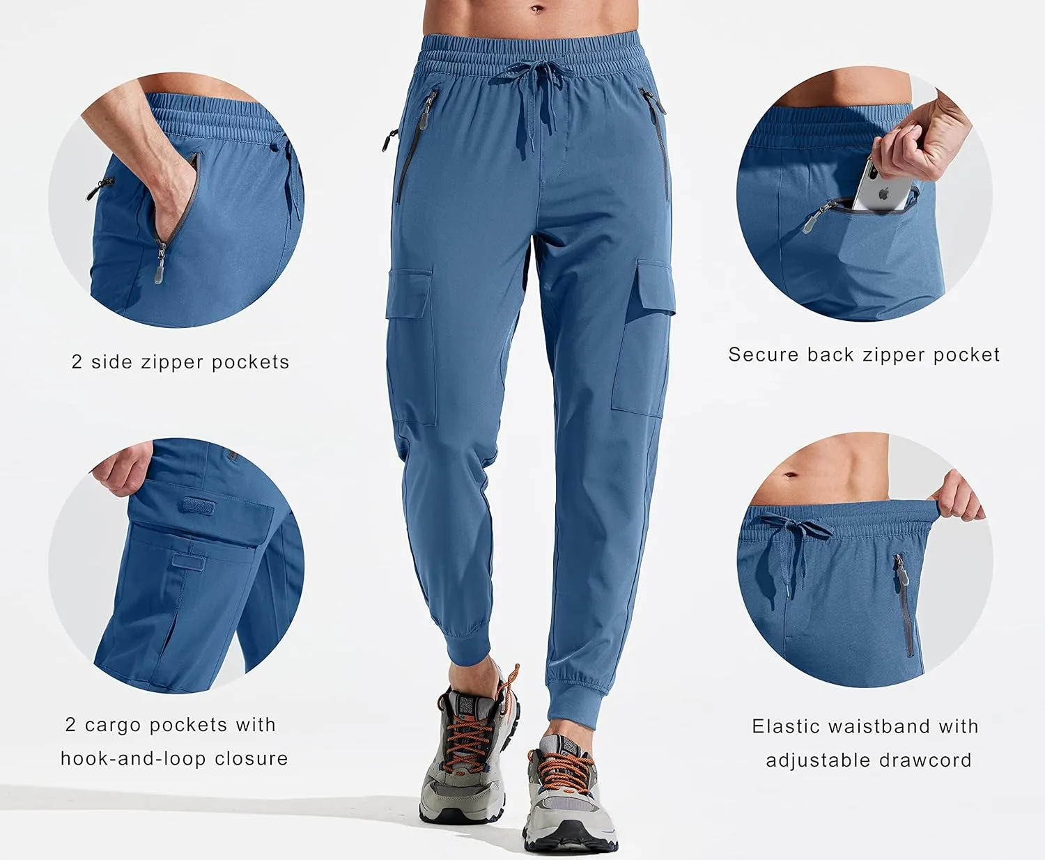 Libin Men's Lightweight Joggers Quick Dry Cargo Hiking Pants Track Running Workout Athletic Travel Casual Outdoor