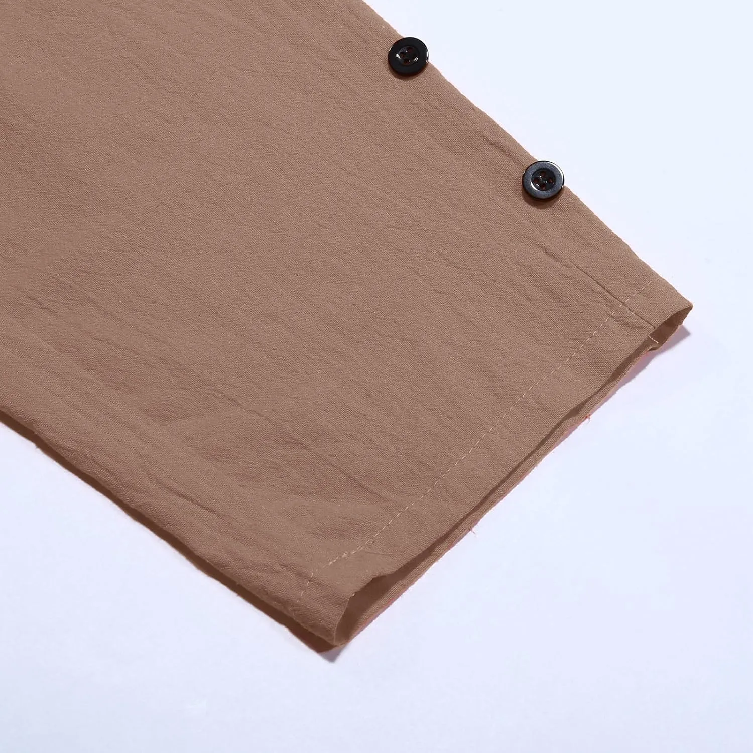 Linen Pants for Women Wide Straight Leg Side Button Pants 2025 Trendy Baggy Elastic Waist Trousers with Pockets