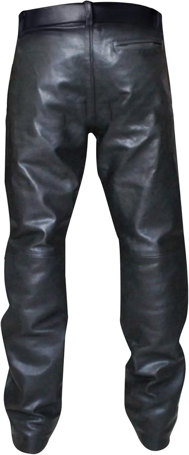 LP-FACON Mens The Costume Black Leather Trench Coat