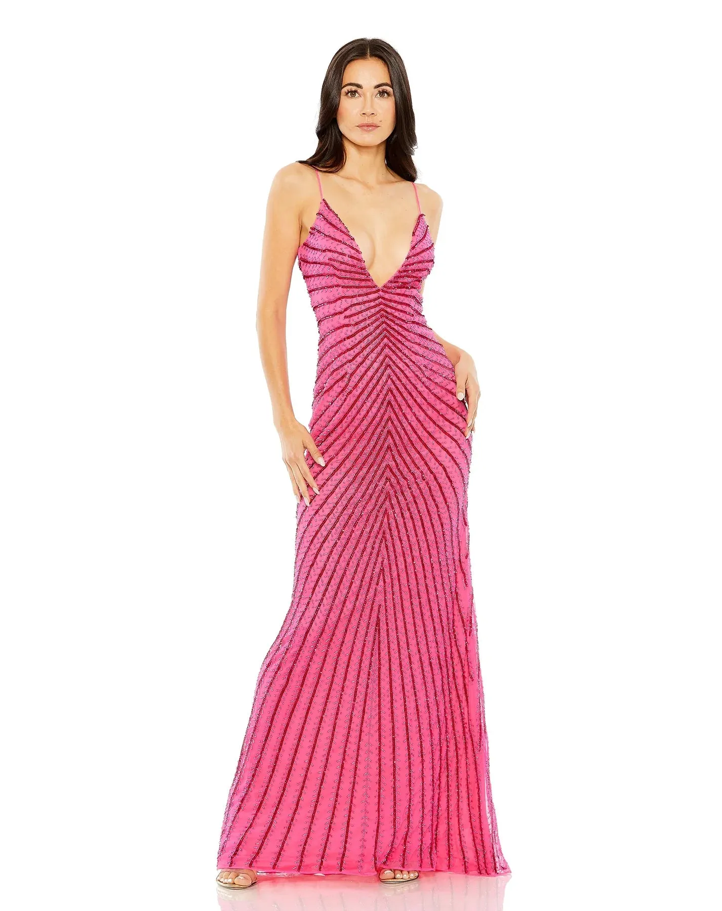 Mac Duggal BEADED DETAIL LOW BACK GOWN #93950