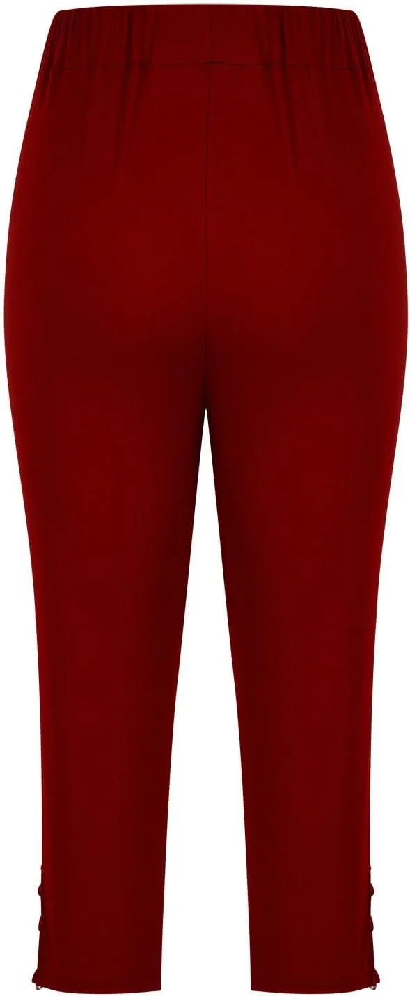 maisdgop Women's Capri Pants Tummy Control Knee Length Yoga Leggings Casual Sexy Solid Cutout High Waisted Cropped Pant