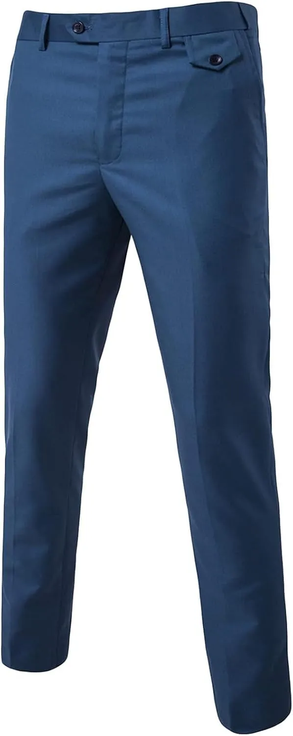 Maiyifu-GJ Men's Casual Business Dress Pants Fashion Slim Fit Suit Pants Stretch Skinny Flat Front Chino Trousers