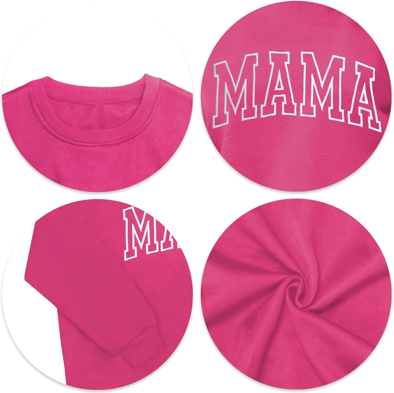 Mama Sweatshirts for Women Embroidered Mama Shirt Oversized Mom Crewneck Pullover Hoodies Long Sleeve