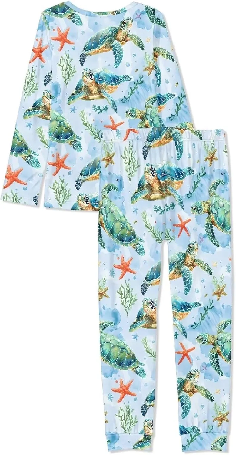Matching Pajamas for Couples Cute Love Heart Printed Short Sleeve Top & Long Pants Sleepwear Pjs Sets