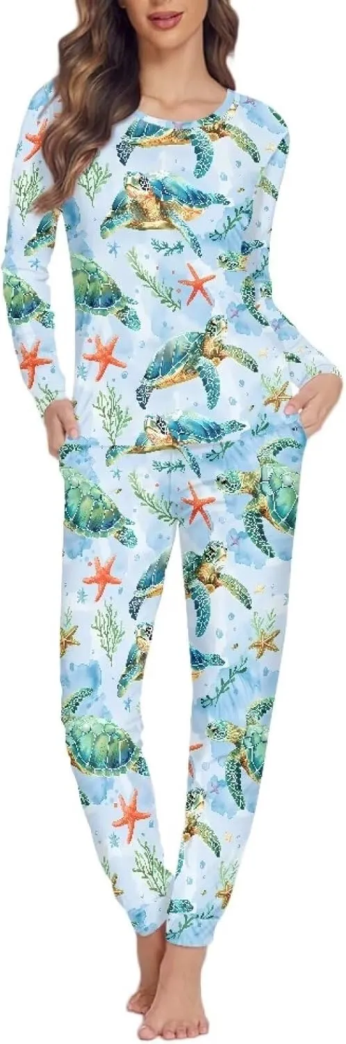 Matching Pajamas for Couples Cute Love Heart Printed Short Sleeve Top & Long Pants Sleepwear Pjs Sets