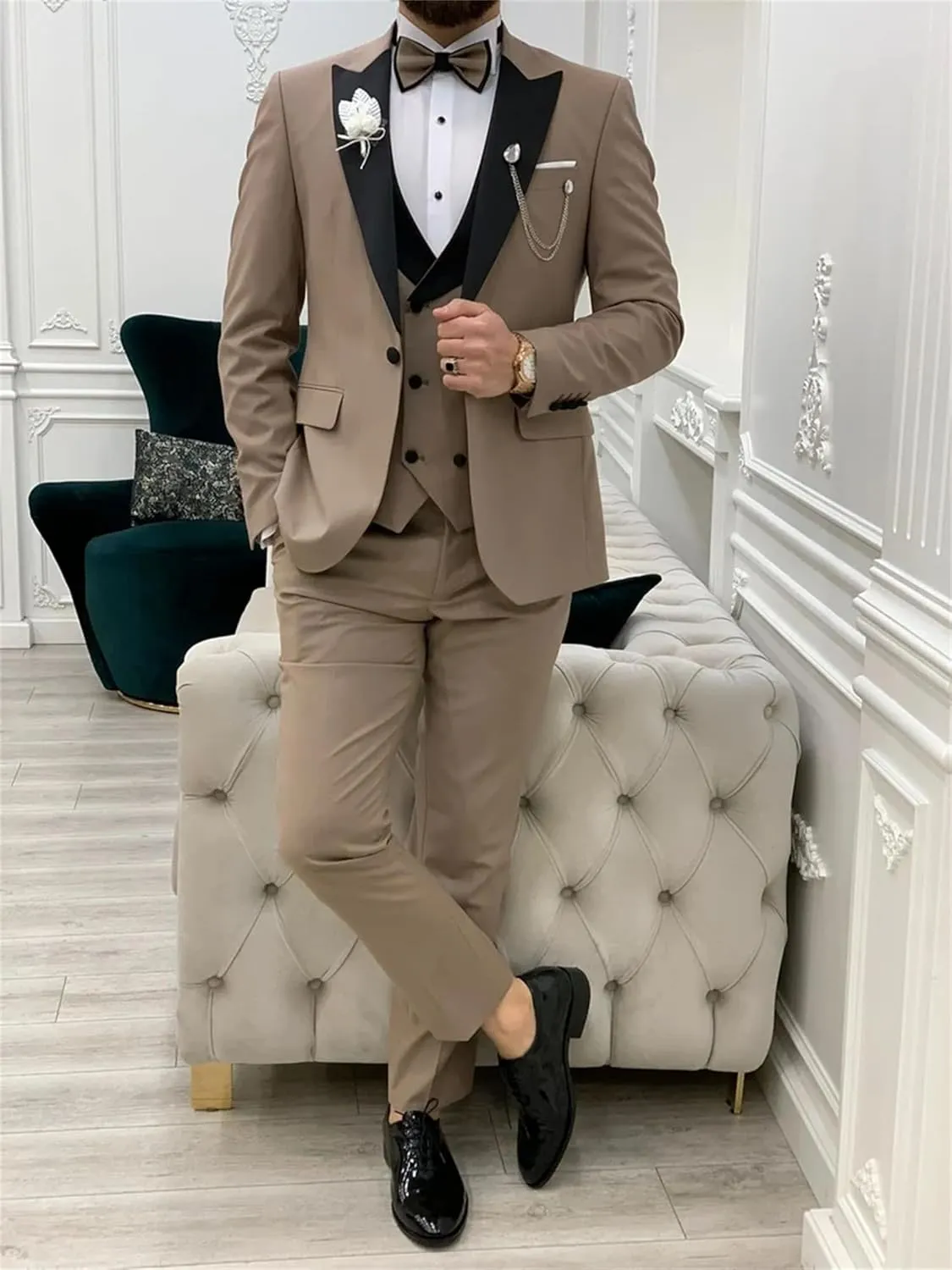 Men Suits Regular Fit 3 Piece Pant Suit Set Wedding Tuxedo Blazer Double Breasted Vest Prom Jacket Mens Formal Suits Outfits