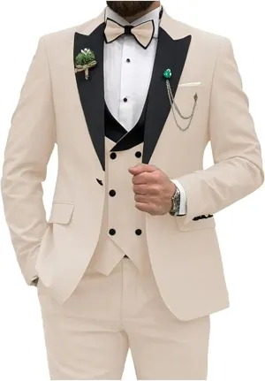 Men Suits Regular Fit 3 Piece Pant Suit Set Wedding Tuxedo Blazer Double Breasted Vest Prom Jacket Mens Formal Suits Outfits