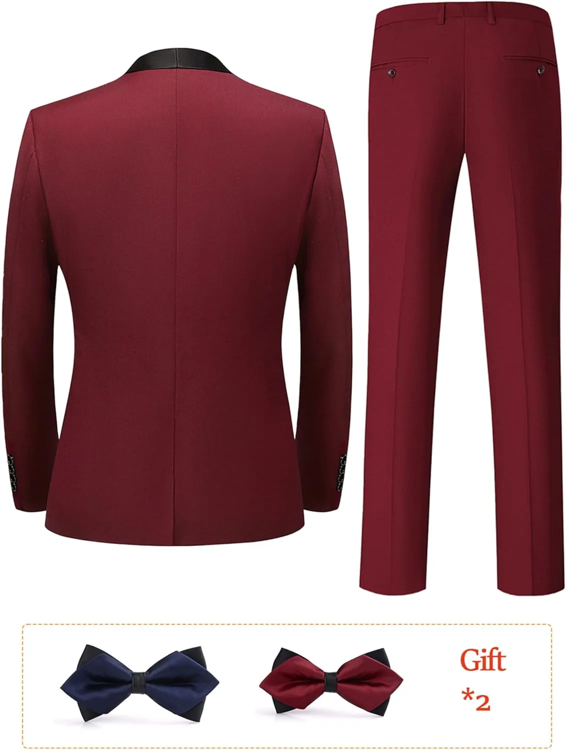 Men Suits Slim Fit 3 Pieces Sets Tuxedo Blazer Vest Pants Shawl Lapel Bow Ties for Prom Party Wedding Business Dinner
