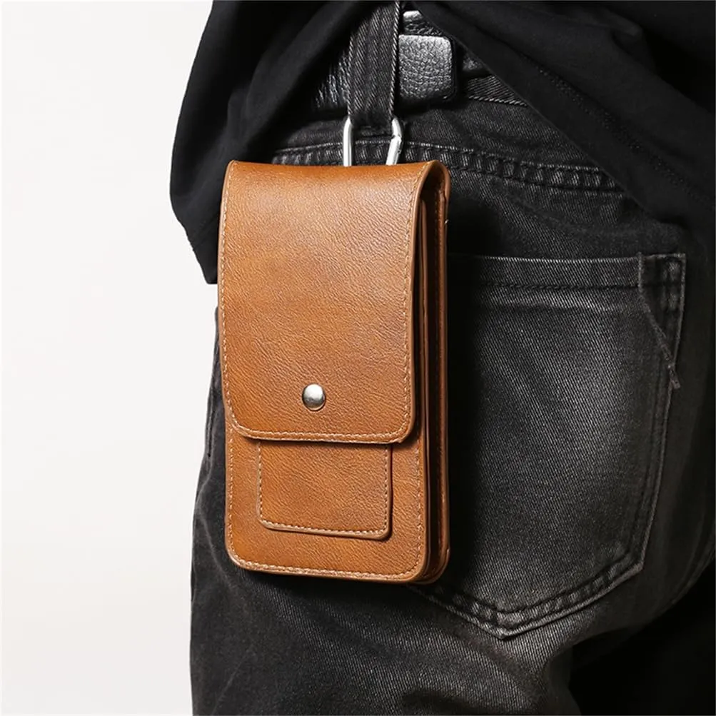 Men Travel Cell Phone Pouch Portable Card Holder Wallet Outdoor Camping Fanny Pack(Brown)
