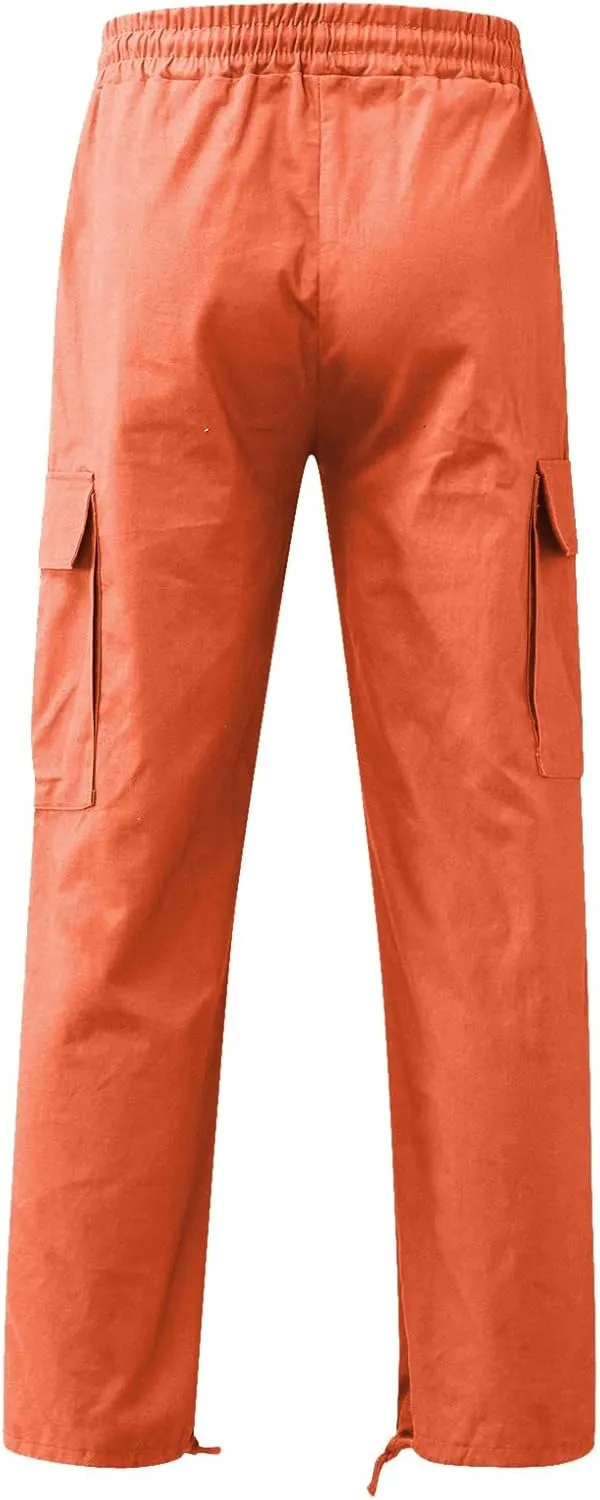 Mens 2023 Casual Cargo Pant Hiking Trousers Multi Pockets Twill Chino Pants Regular Straight Joggers Gym Sweatpants
