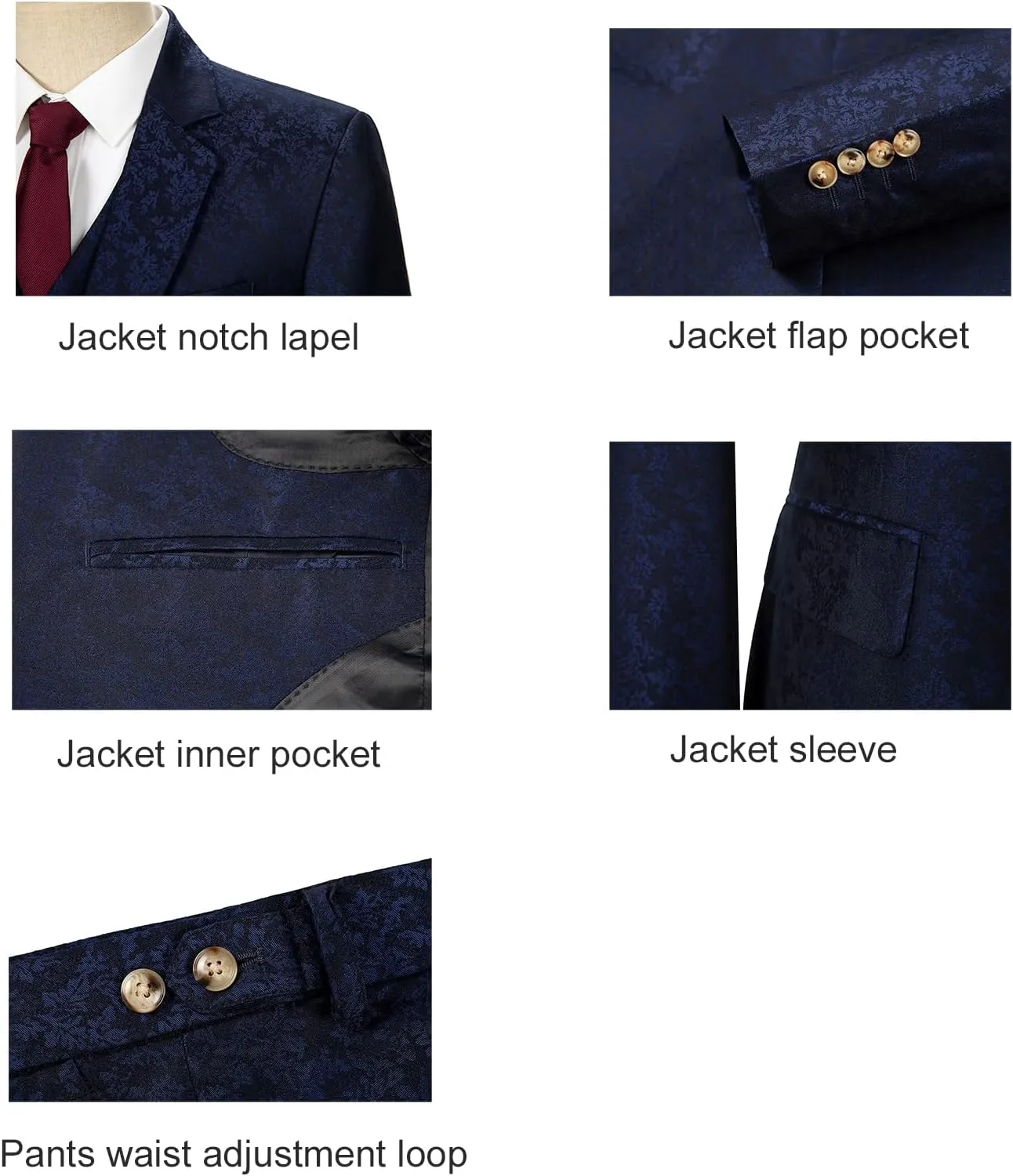 Men's 3 Piece Suits Slim Fit Plaid Double Breasted Blazer Vest Pants Set Wedding Party Tuxedo