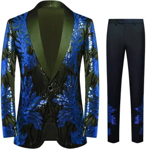 Men's High-end Positioning Sequins Luxury Suits One Button Shawl Lapel Blazer Jacket Pants,Men Tuxedo Suit Set