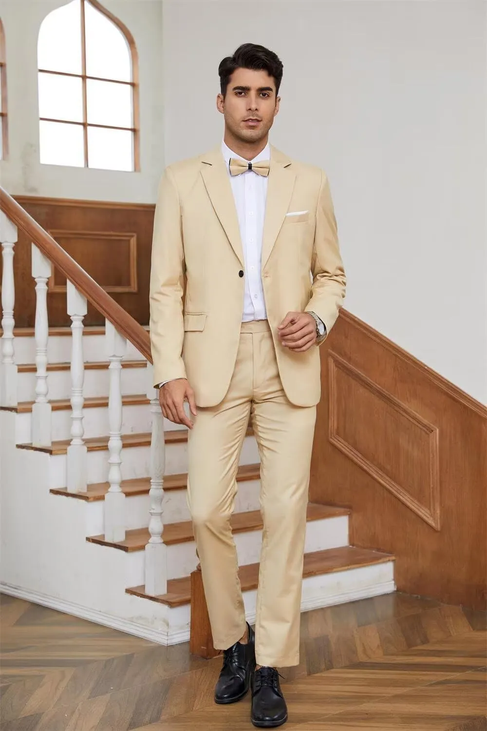 Mens Slim Fit 2 Piece Suit 1 Button Soild Jacket Pants Set Wedding Prom Dress Suit