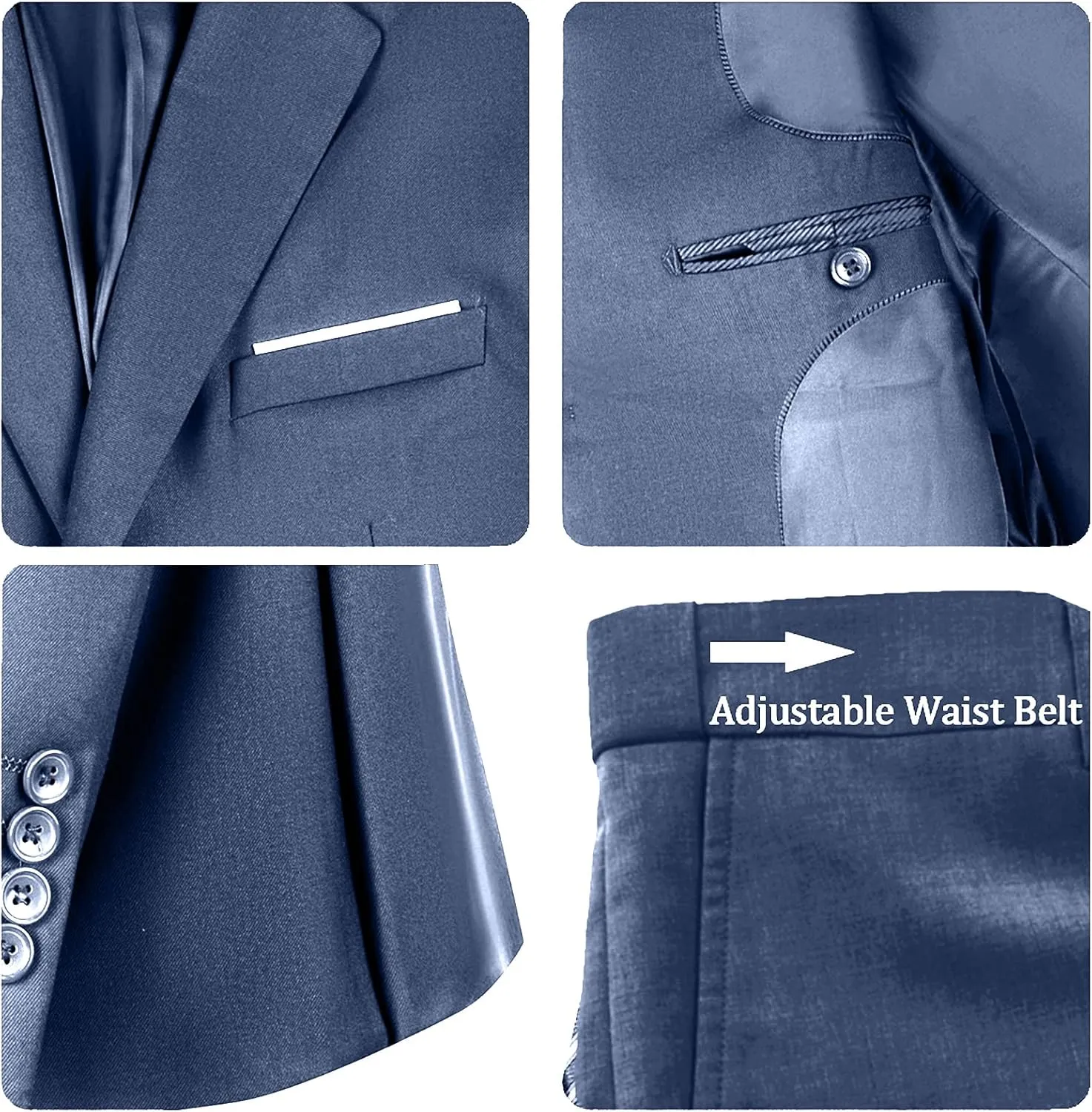 Men's Suit 3 Pieces Slim Fit Formal Business Wedding 2 Buttons Blazer Vest Pants Set Tuxedo