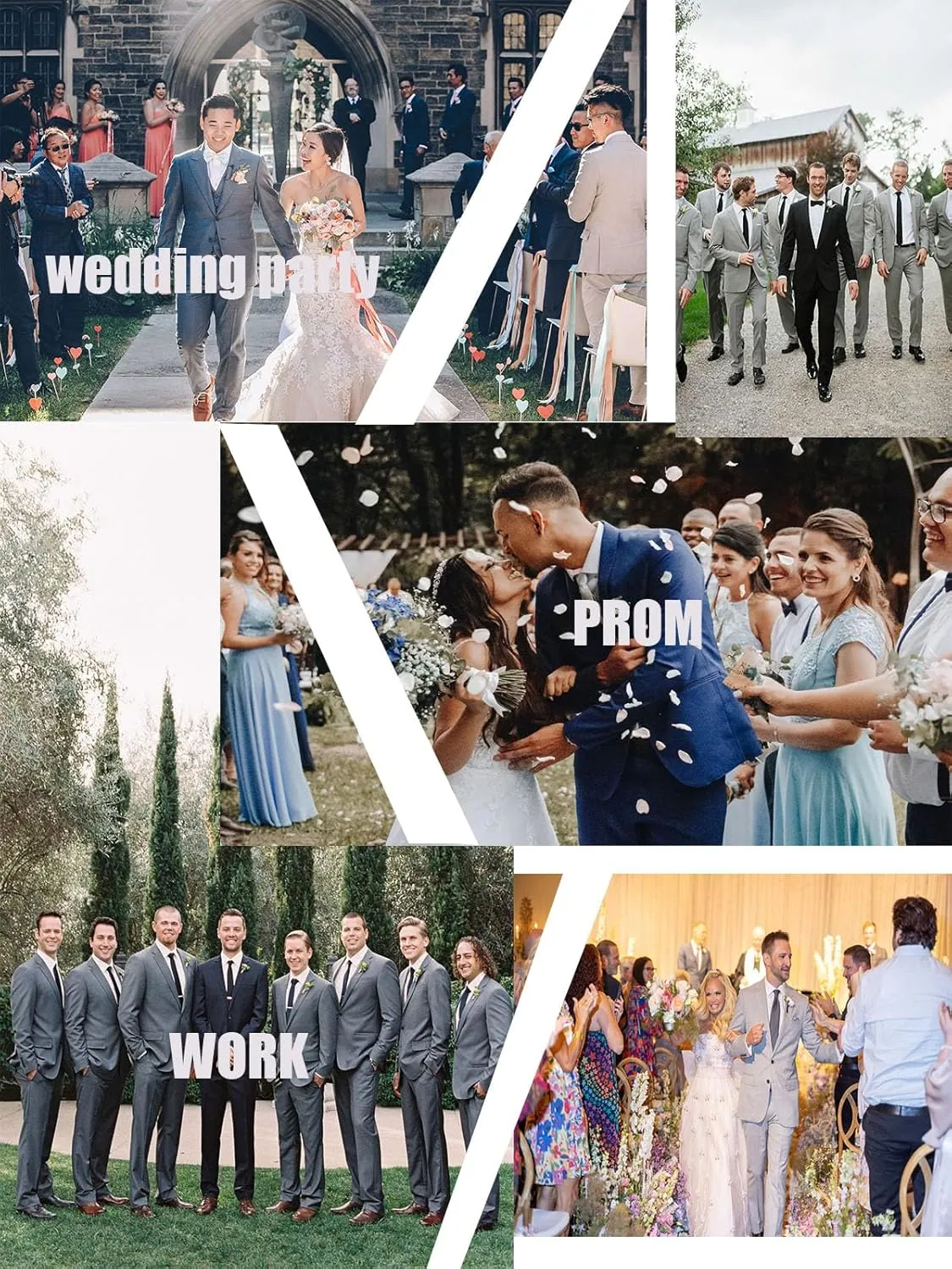 Men's Suit 3 Pieces Slim Fit Formal Business Wedding 2 Buttons Blazer Vest Pants Set Tuxedo