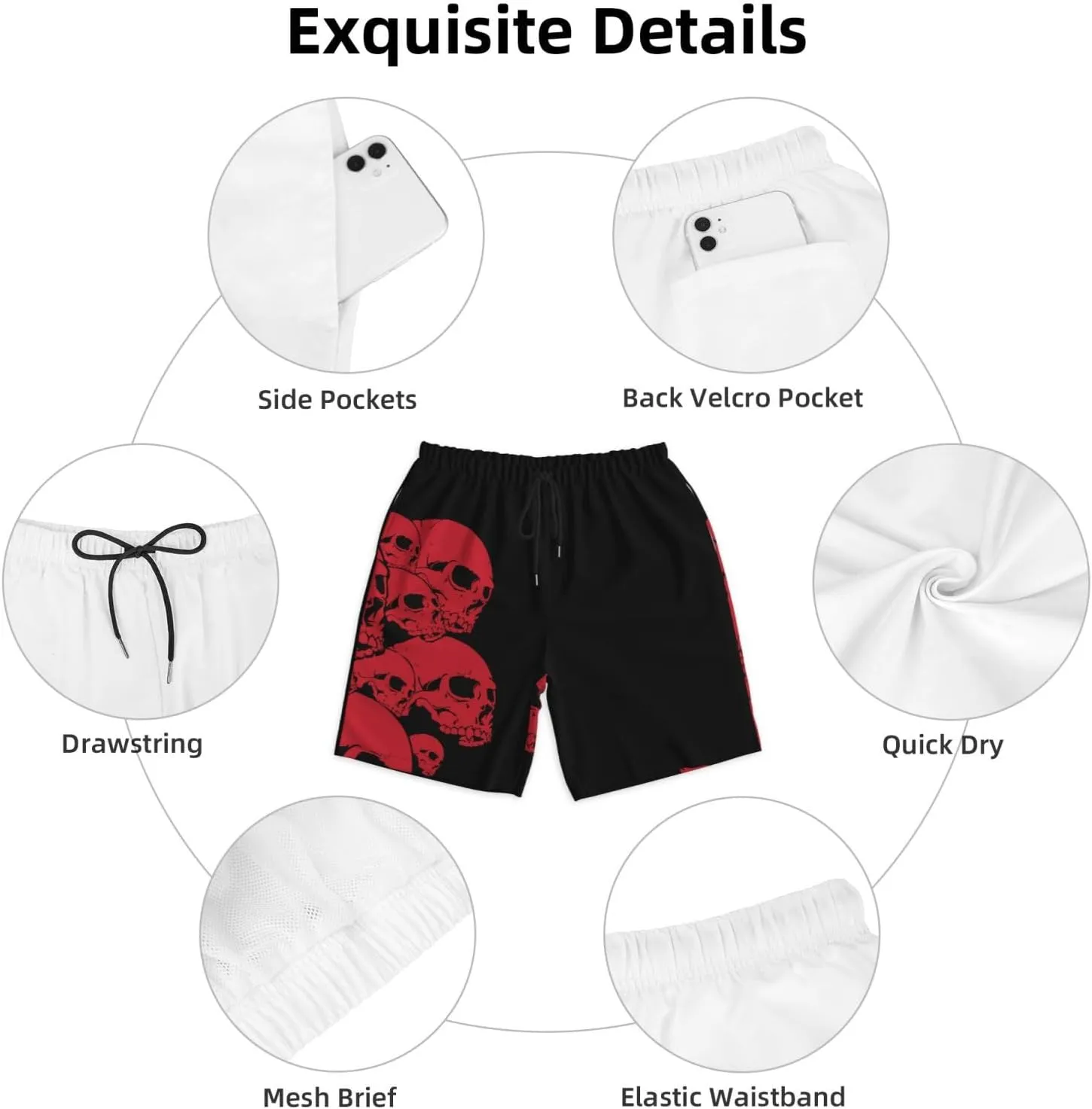 Mens Swim Trunks with Mesh Lining,Quick Dry Swimsuit Board Shorts Beach Pants Swimwear Bathing Suits