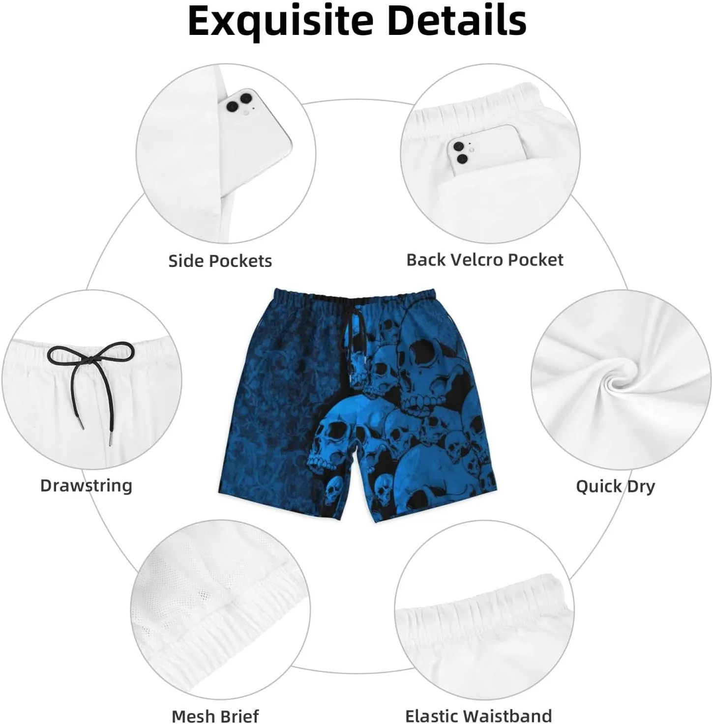 Mens Swim Trunks with Mesh Lining,Quick Dry Swimsuit Board Shorts Beach Pants Swimwear Bathing Suits