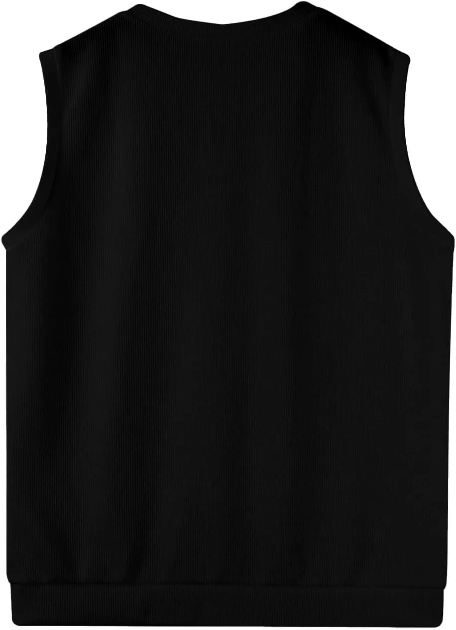 Mens V Neck Sleeveless Knit Pullover Argyle Sweater Vest Casual Business Work Slim Fit Lightweight Tank Tops