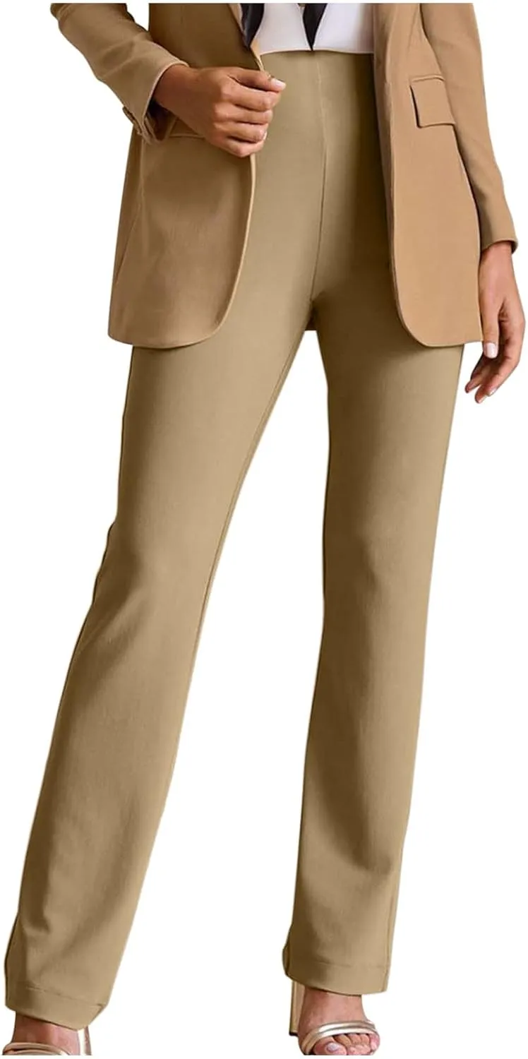 MINzYI Dress Pants Women High Waist Bootcut Office Work Trousers Stretch Comfy Business Casual Flare Suit Pants with Pockets