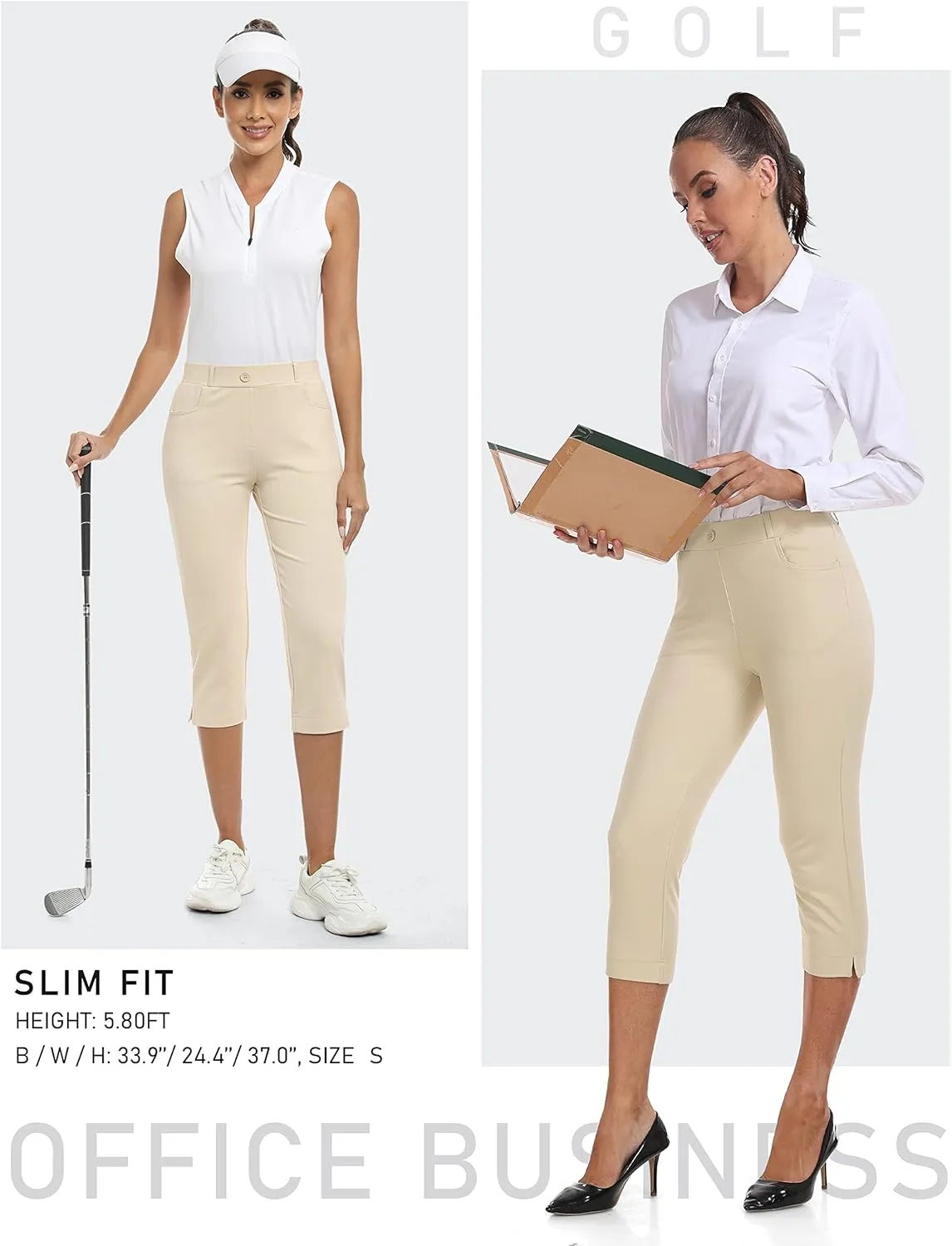 MoFiz Women's Yoga Dress Bootcut Work Slacks Stretch Office Casual Golf Pants Petite/Regular/29/31
