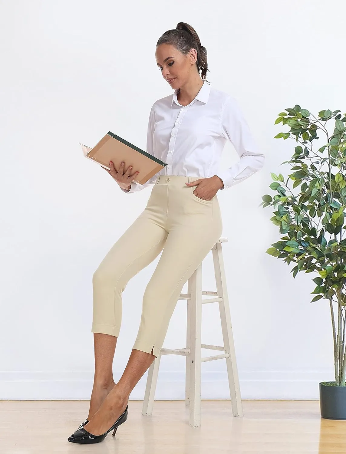MoFiz Women's Yoga Dress Bootcut Work Slacks Stretch Office Casual Golf Pants Petite/Regular/29/31