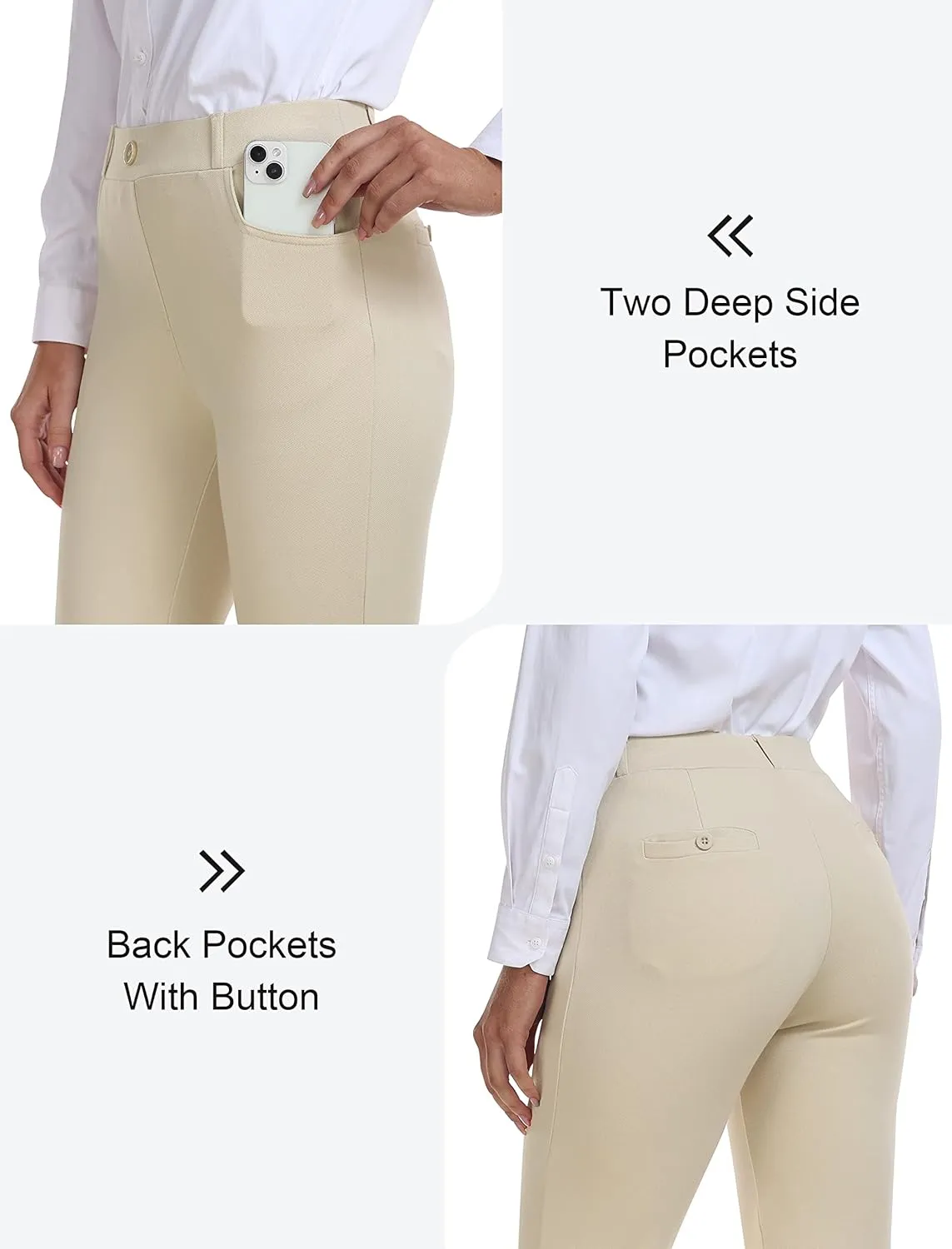 MoFiz Women's Yoga Dress Bootcut Work Slacks Stretch Office Casual Golf Pants Petite/Regular/29/31