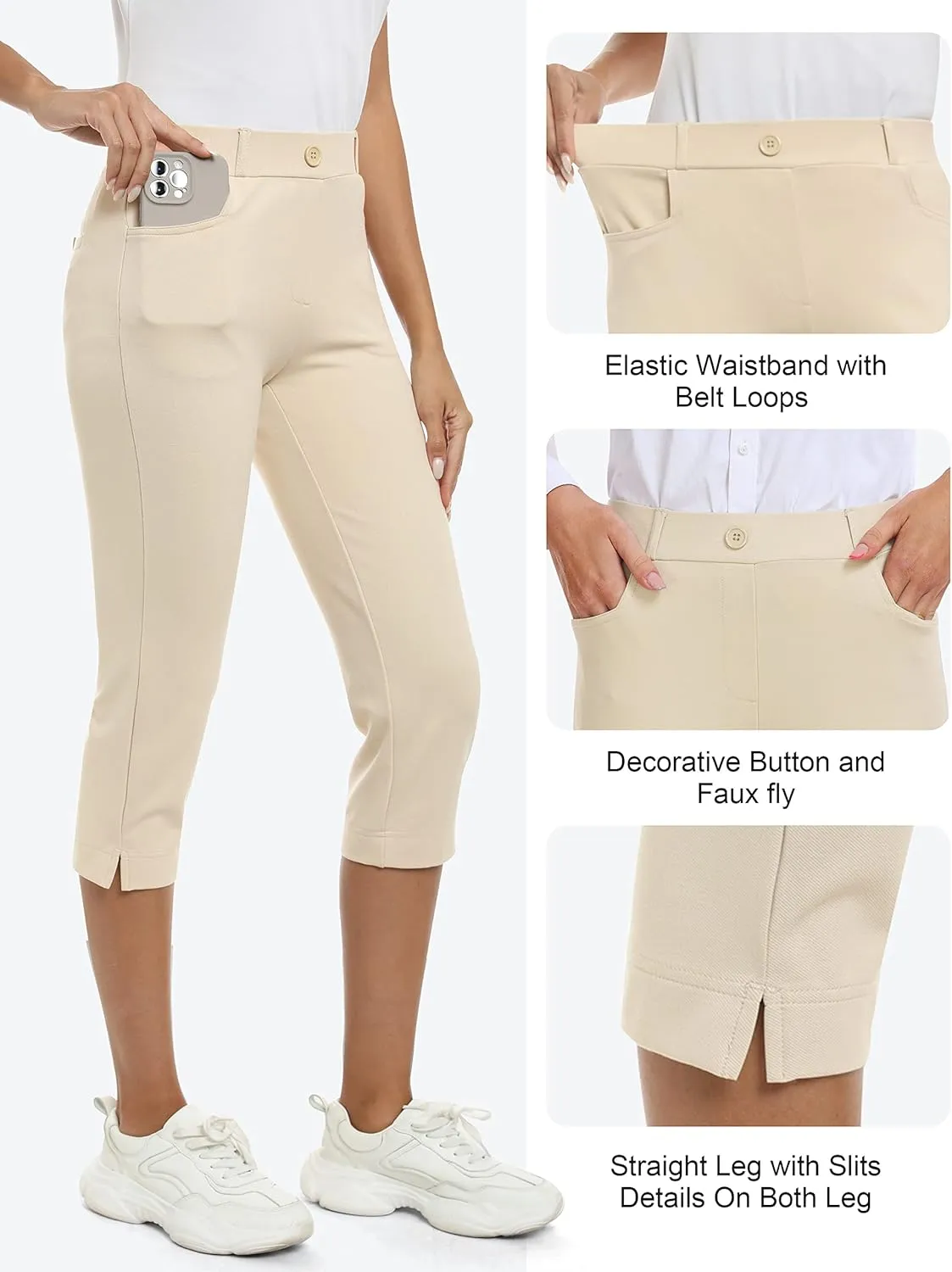 MoFiz Women's Yoga Dress Bootcut Work Slacks Stretch Office Casual Golf Pants Petite/Regular/29/31