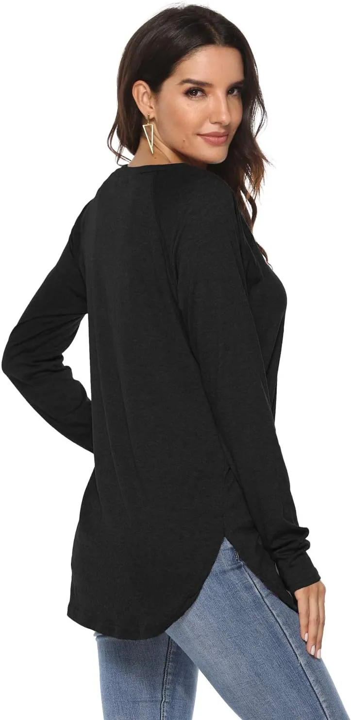 Newchoice Women's Casual Batwing Long Sleeve T Shirt Round Neck Basic Loose Tunic Tops