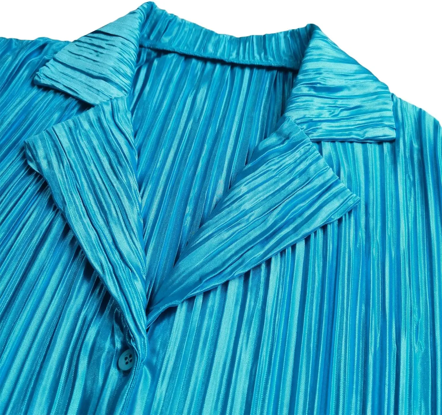 NUFIWI Women Pleated 2 Piece Pants Outfits Casual Loose Button Shirt Blouse Top Long Wide Leg Palazzo Pants Set Jumpsuit