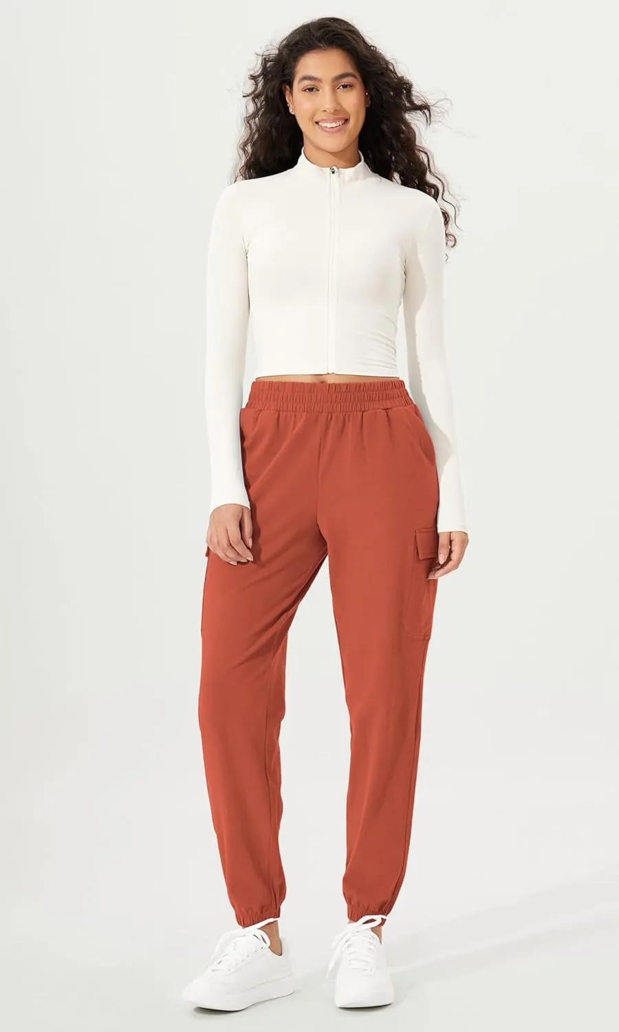 ODODOS Cargo Jogger Pants for Women Purevibe Cotton Mid Waist Track Cuff Lounge Sweatpant with Pockets