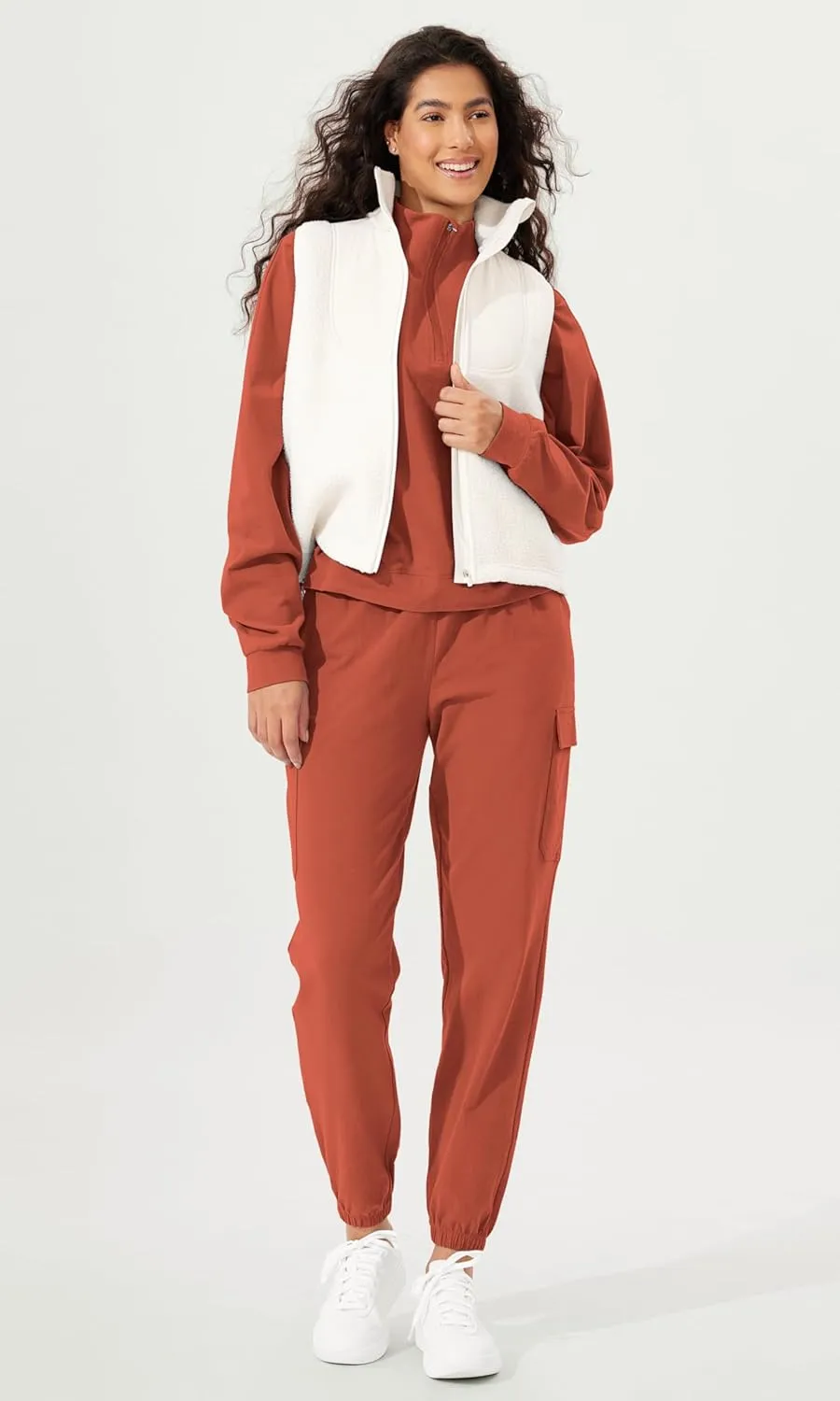 ODODOS Cargo Jogger Pants for Women Purevibe Cotton Mid Waist Track Cuff Lounge Sweatpant with Pockets