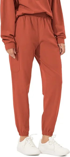 ODODOS Cargo Jogger Pants for Women Purevibe Cotton Mid Waist Track Cuff Lounge Sweatpant with Pockets