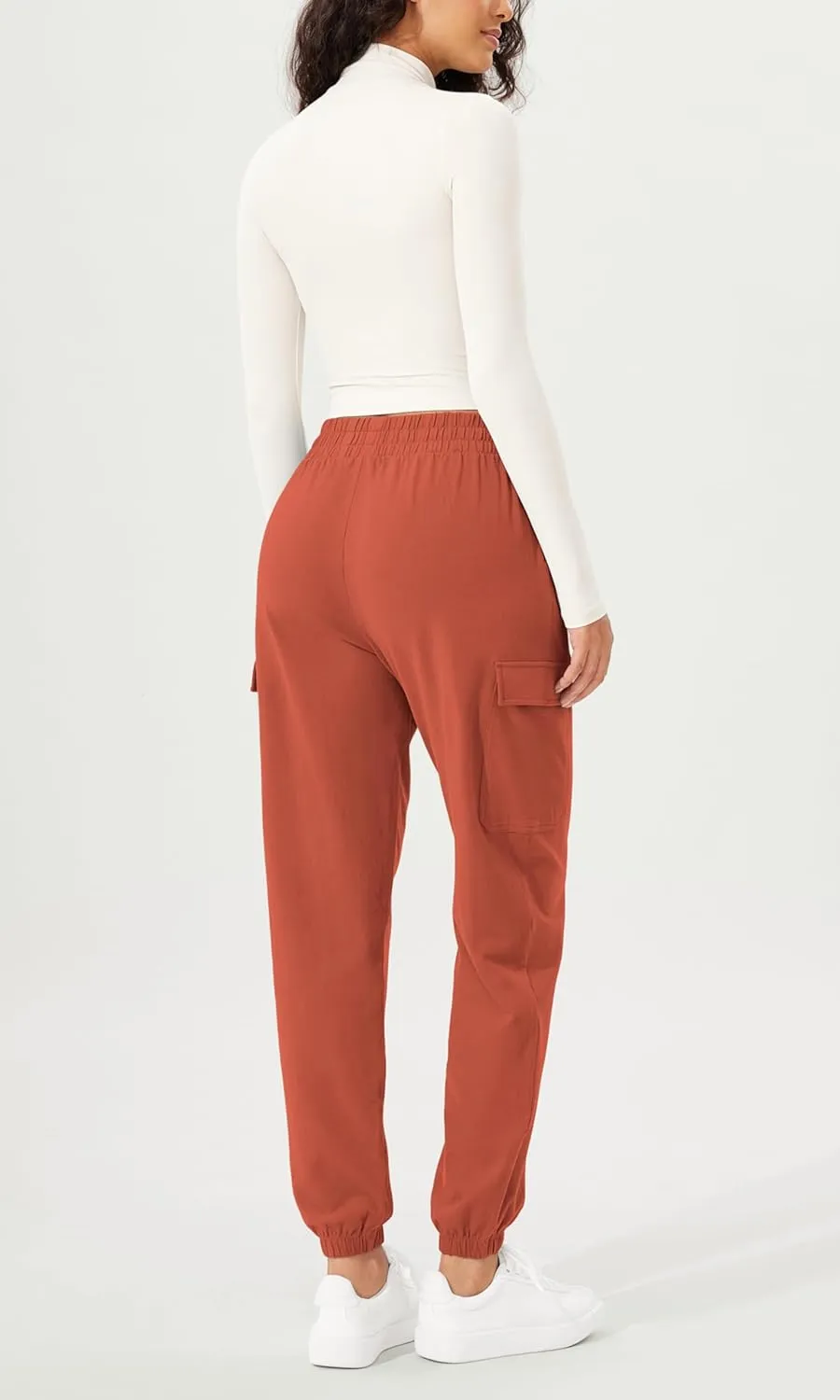 ODODOS Cargo Jogger Pants for Women Purevibe Cotton Mid Waist Track Cuff Lounge Sweatpant with Pockets