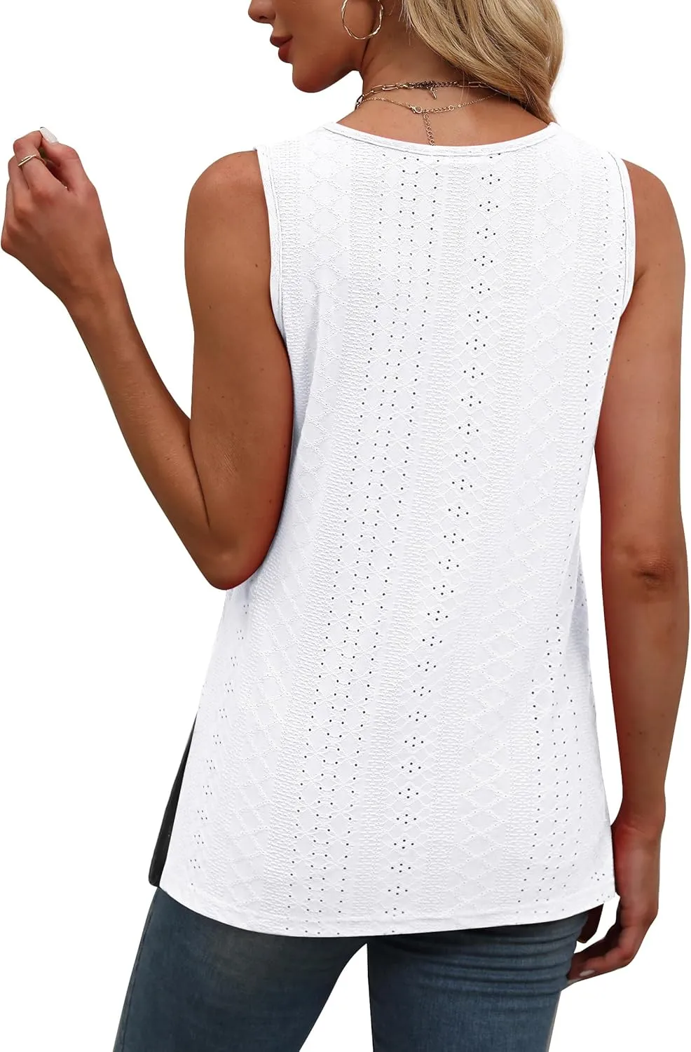 OFEEFAN Womens Tank Tops Square Neck Summer Loose Fit Casual Basic Fashion Flowy Sleeveless