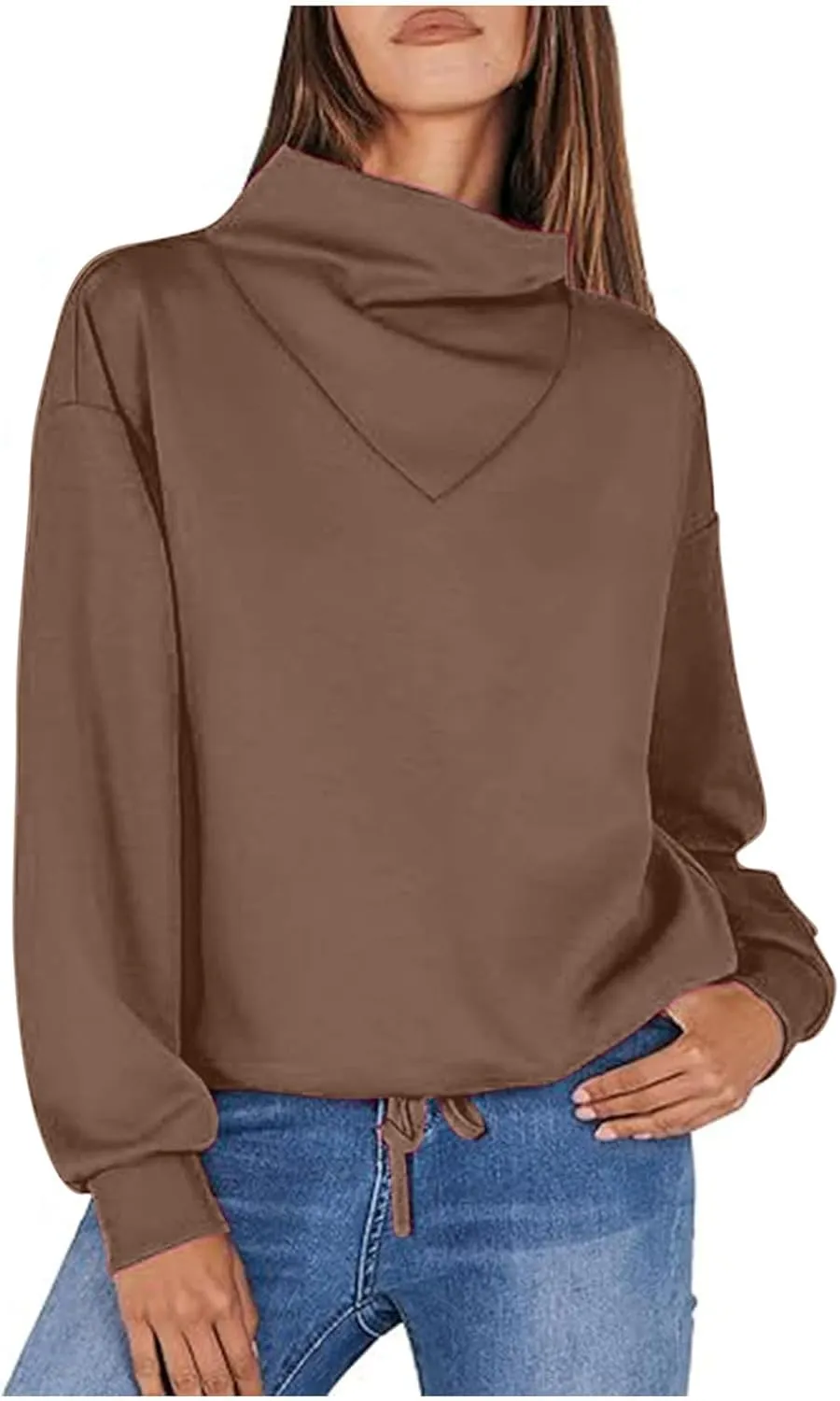 Oplxuo Women's Cowl Neck Oversized Sweatshirts Long Sleeve Hoodie Fall Trendy Pullover Preppy Clothes Cute Teen Girls Outfits