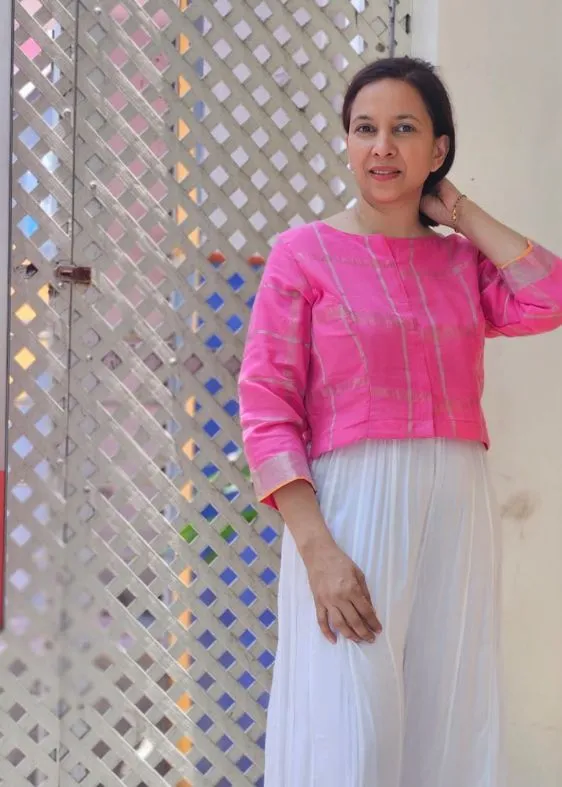 Pink Fulia Cotton Stripes Blouse