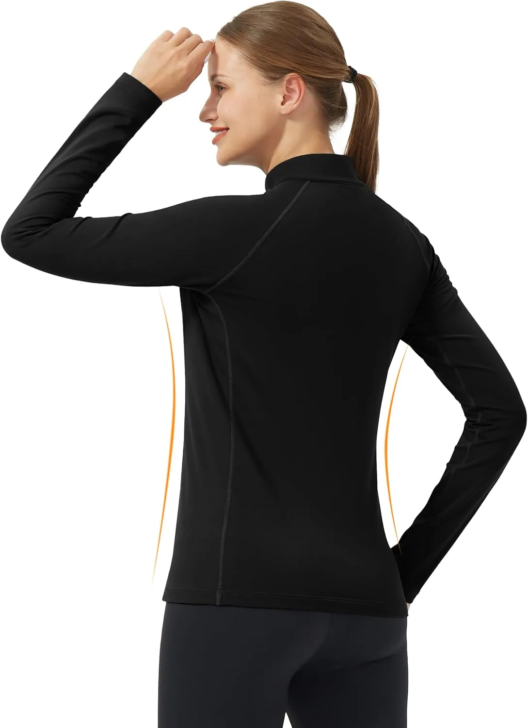Pioneer Camp Women's Quarter Zip Pullover Long Sleeve Thermal Fleece Lining Lightweight Athletic Tops for Running Golf