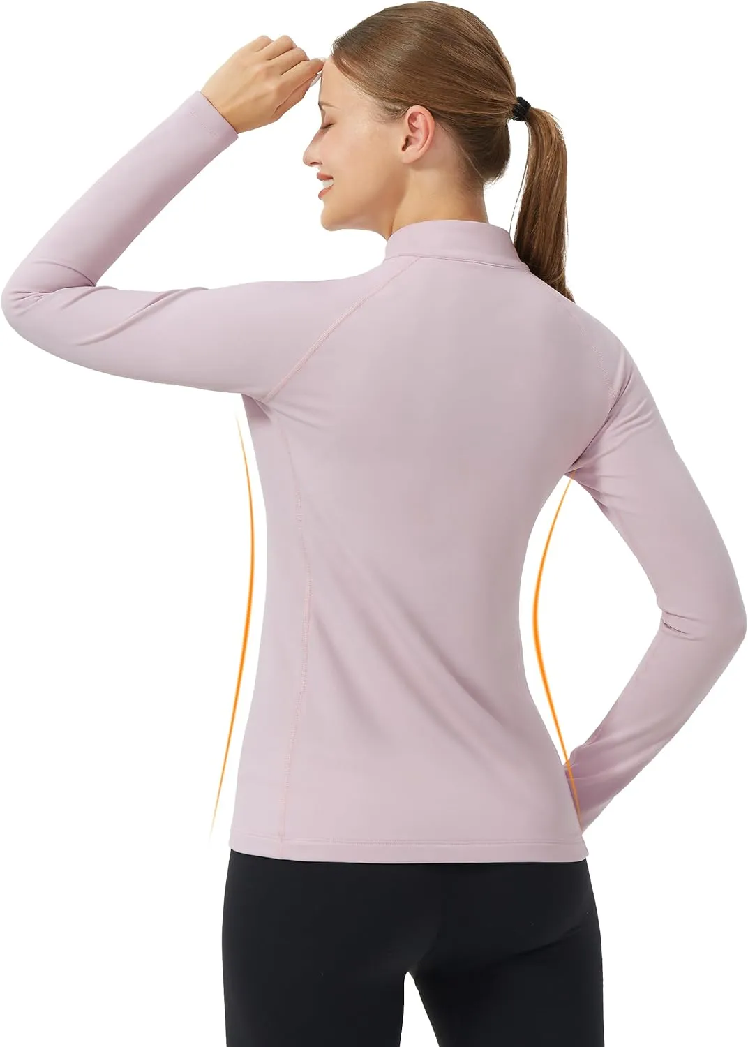 Pioneer Camp Women's Quarter Zip Pullover Long Sleeve Thermal Fleece Lining Lightweight Athletic Tops for Running Golf