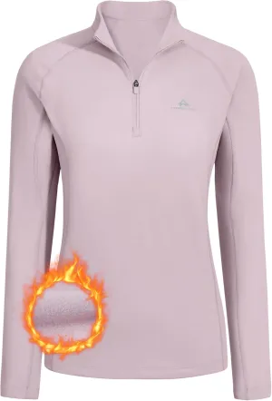 Pioneer Camp Women's Quarter Zip Pullover Long Sleeve Thermal Fleece Lining Lightweight Athletic Tops for Running Golf