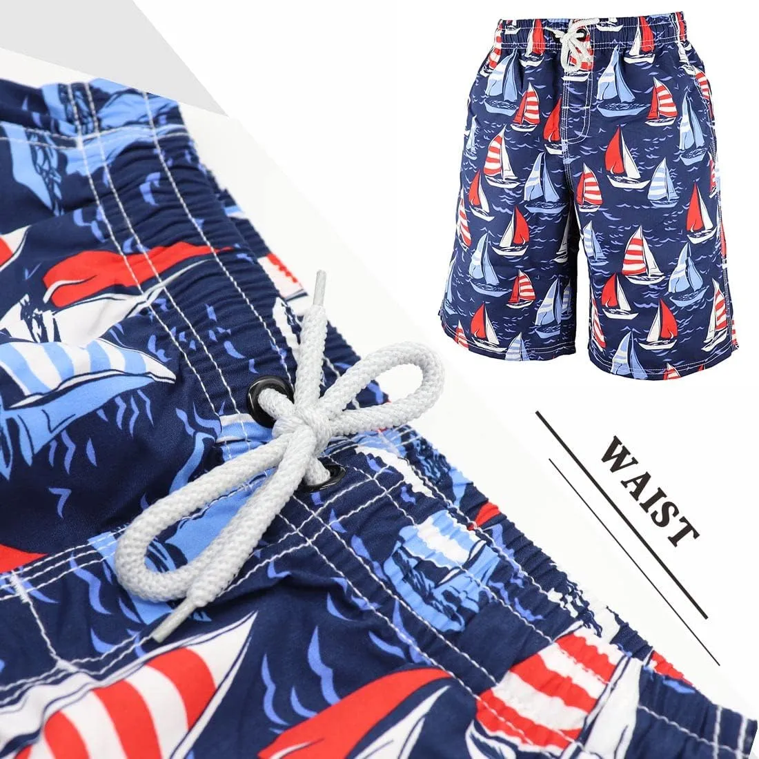 PREFER TO LIFE Men's Board Shorts, Quick Dry Swimwear Beach Holiday Party Bermuda Swim Big Pants 