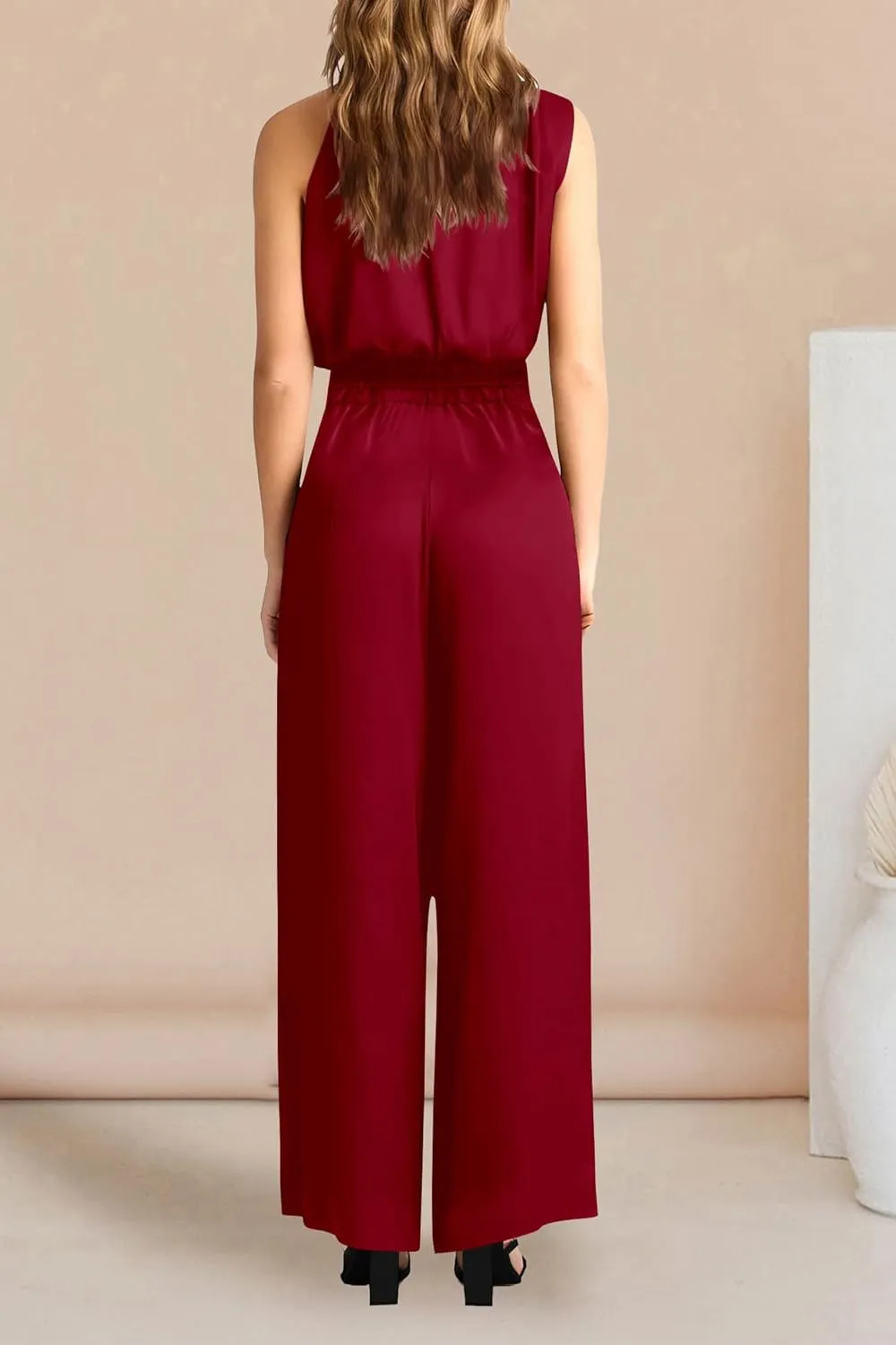 PRETTYGARDEN Women's 2 Piece Outfits 2025 Summer Casual Sleeveless Mock Neck Crop Tops Wide Leg Pants Set
