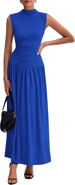 PRETTYGARDEN Women's 2 Piece Skirt Set 2025 Summer Ruched Tank Tops Ruffle Maxi Skirts Wedding Guest Matching Outfits