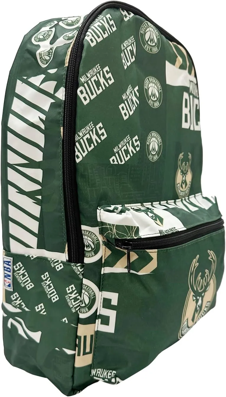 Pro Specialties Group Milwaukee Bucks basketball travel backpack, hiking, gym Backpack durable bag designed for men and women. Ideal for Adults, extra-large & waterproof use for various activities