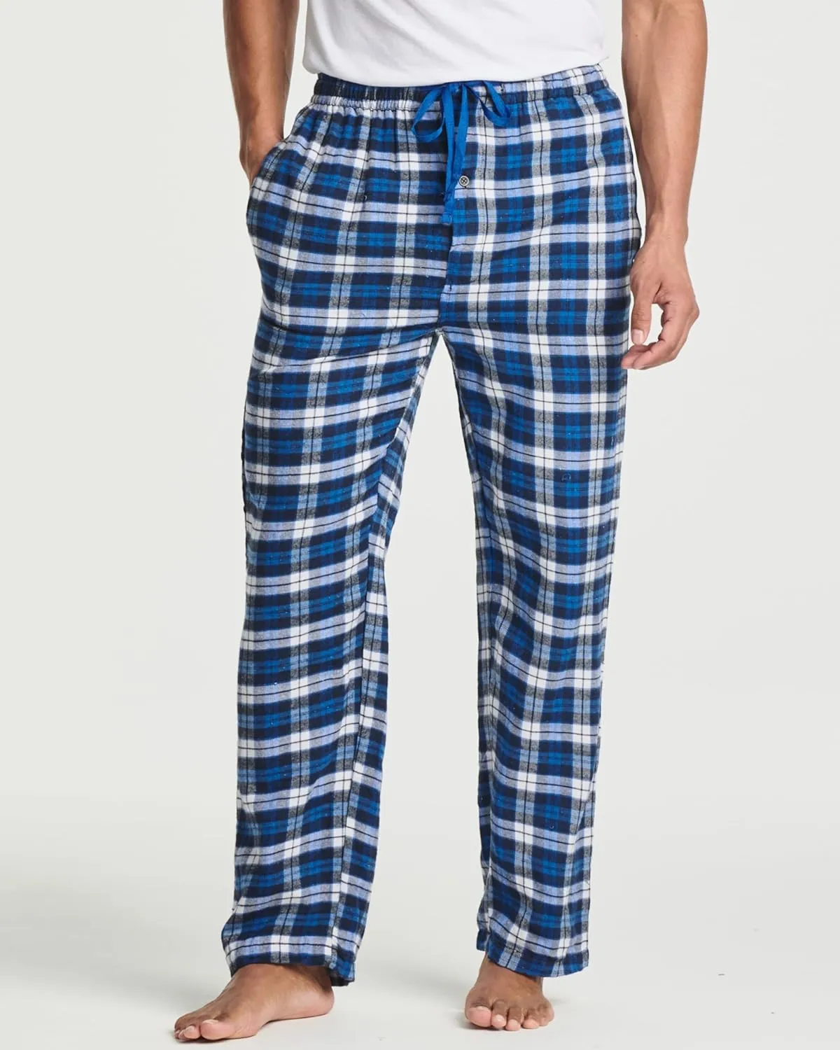 Real Essentials 3 Pack: Men's Pajama Pants - Knit Cotton Flannel Plaid Lounge Bottoms (Available In Big & Tall)
