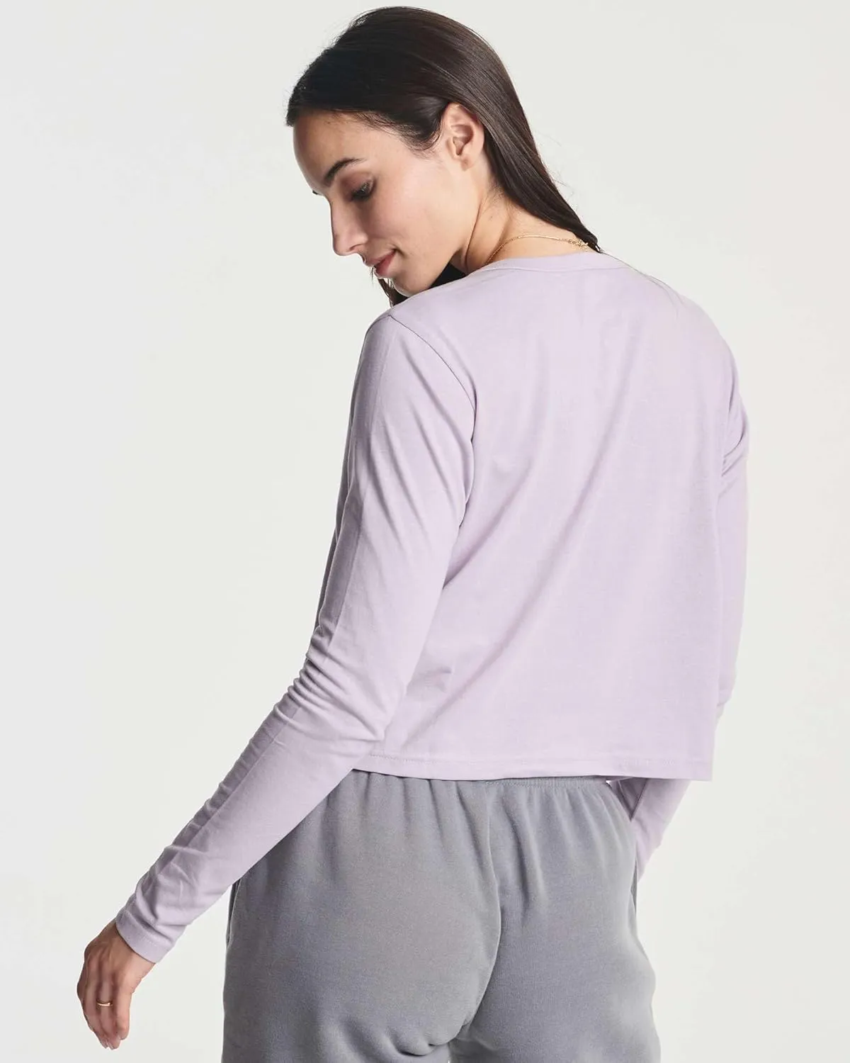 Real Essentials 4 Pack: Women's Cotton Long Sleeve Crew Crop Top - Casual Cropped T-Shirt (Available in Plus Size)