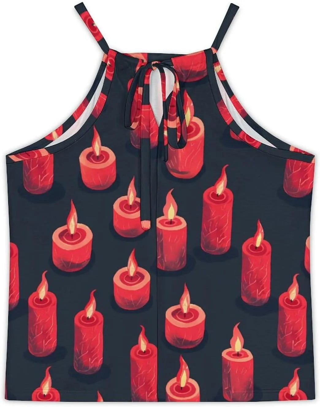 Red Candles Women's Tank Top Sleeveless Spaghetti Straps Tie Back Print T-shirt Tops