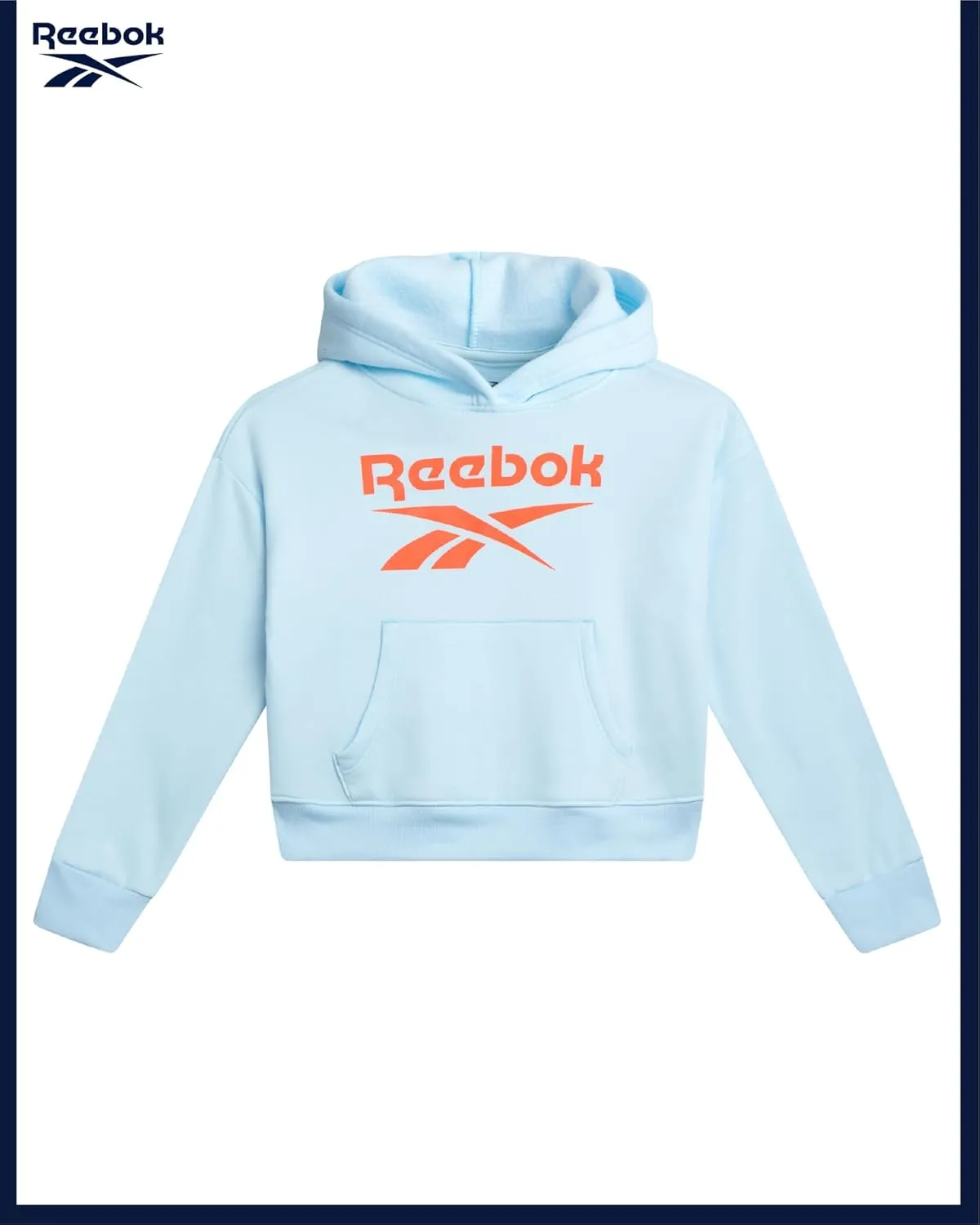 Reebok Girls' Hoodie - Soft Spun Fleece Pullover Sweatshirt with Front Pockets - Athletic Hoodies for Girls (7-12)