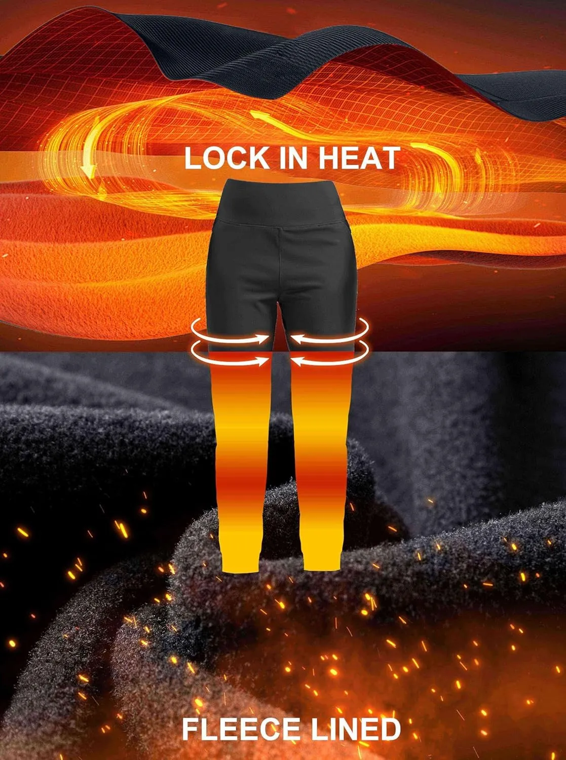 SANTINY Women's Fleece Lined Joggers Water Resistant High Waisted Thermal Sweatpants Winter Pants Hiking Running Pockets