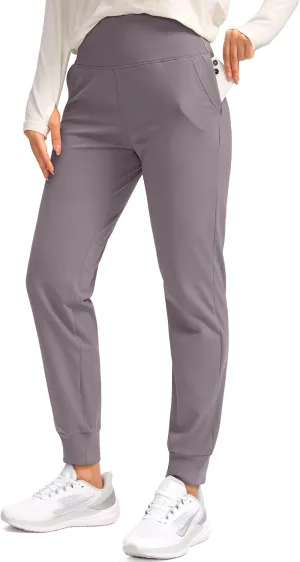 SANTINY Women's Fleece Lined Joggers Water Resistant High Waisted Thermal Sweatpants Winter Pants Hiking Running Pockets