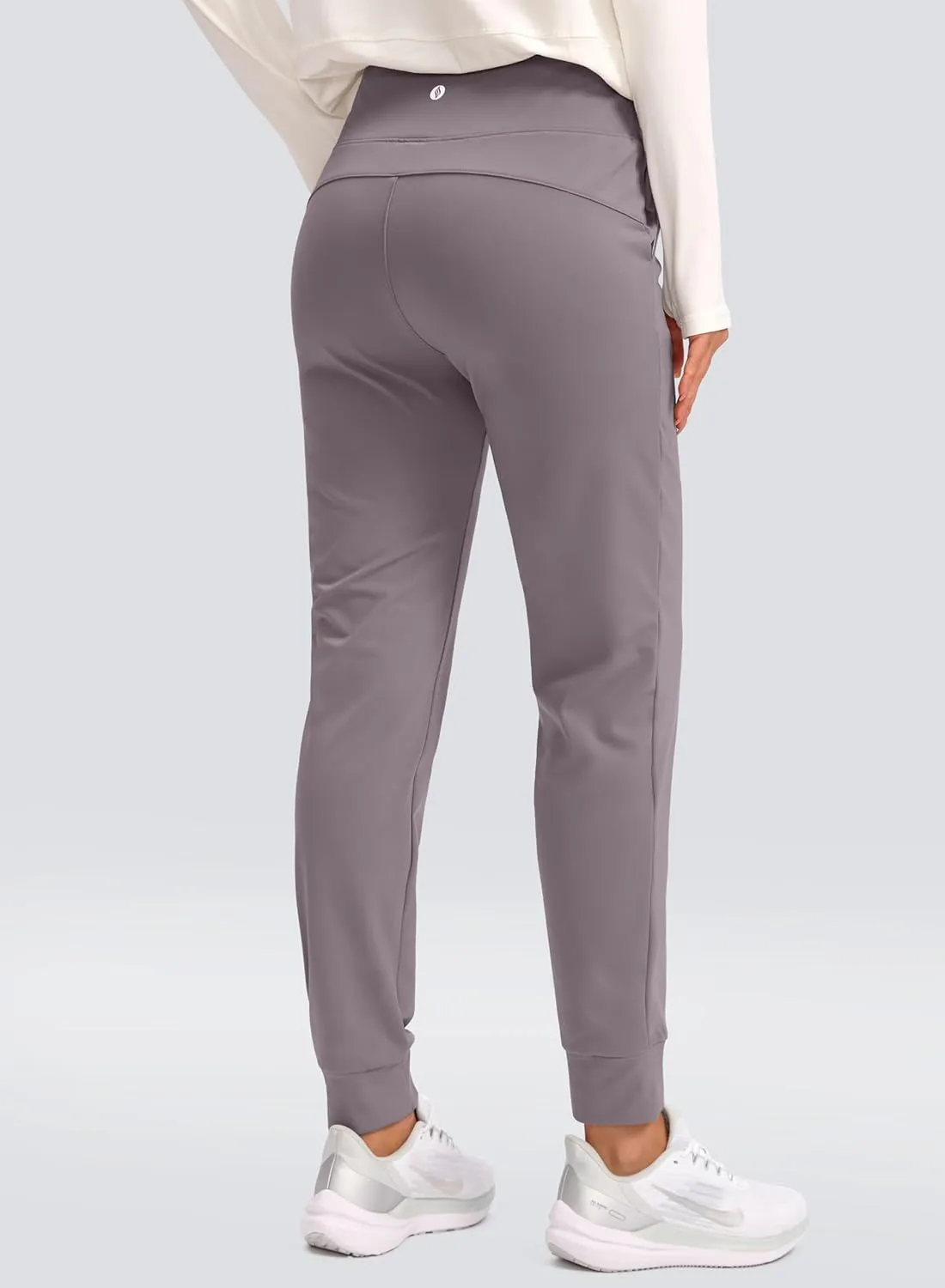 SANTINY Women's Fleece Lined Joggers Water Resistant High Waisted Thermal Sweatpants Winter Pants Hiking Running Pockets